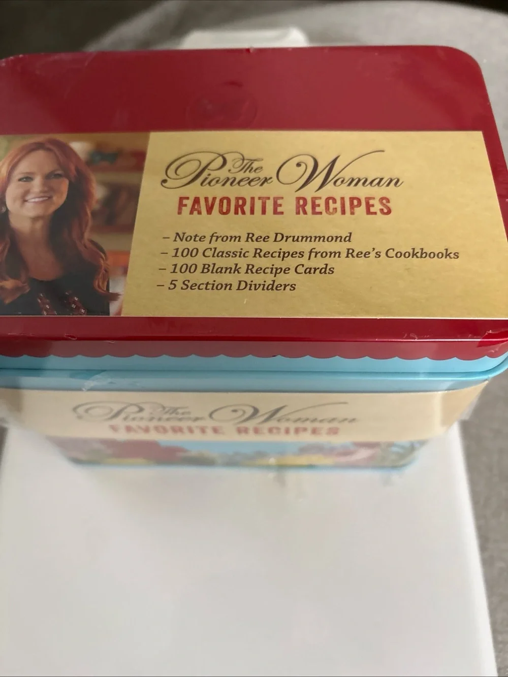 The Pioneer Woman Blue & Red Floral Favorite Recipes Tin